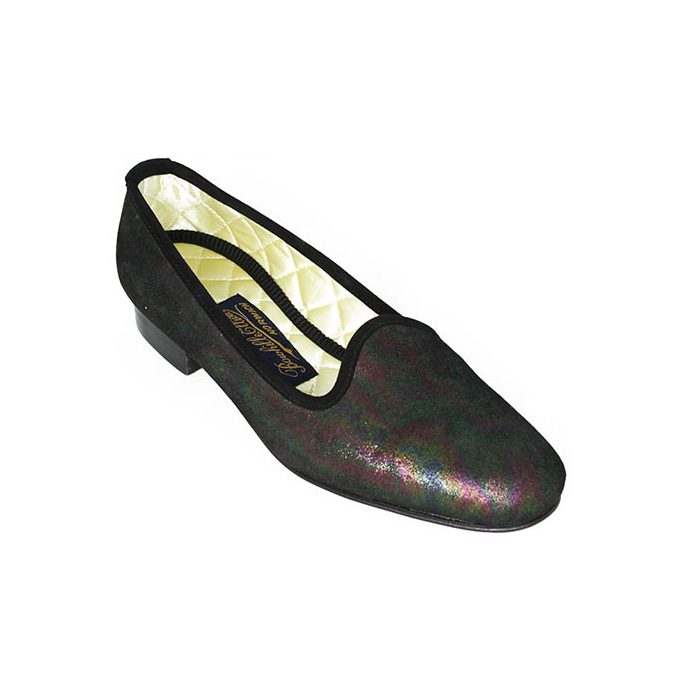 Iridescent Leather Womens Slippers with 