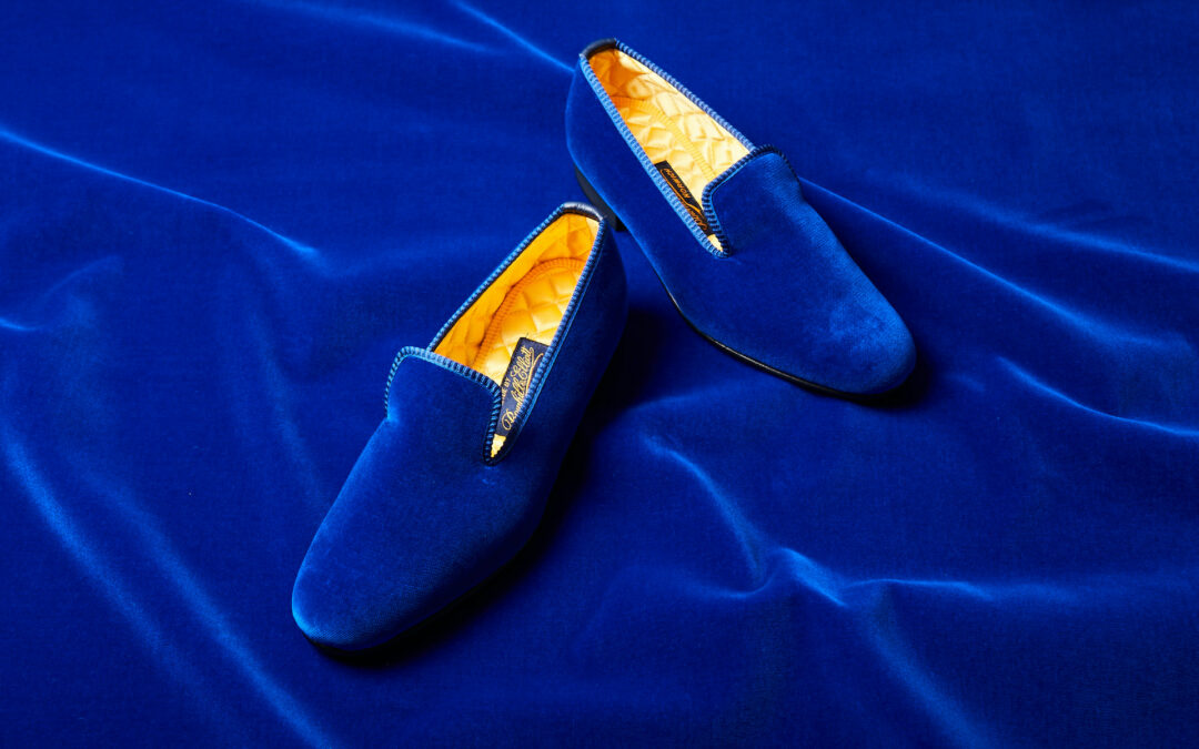 Royal Blue Velvet Loafers with Gold Tassels