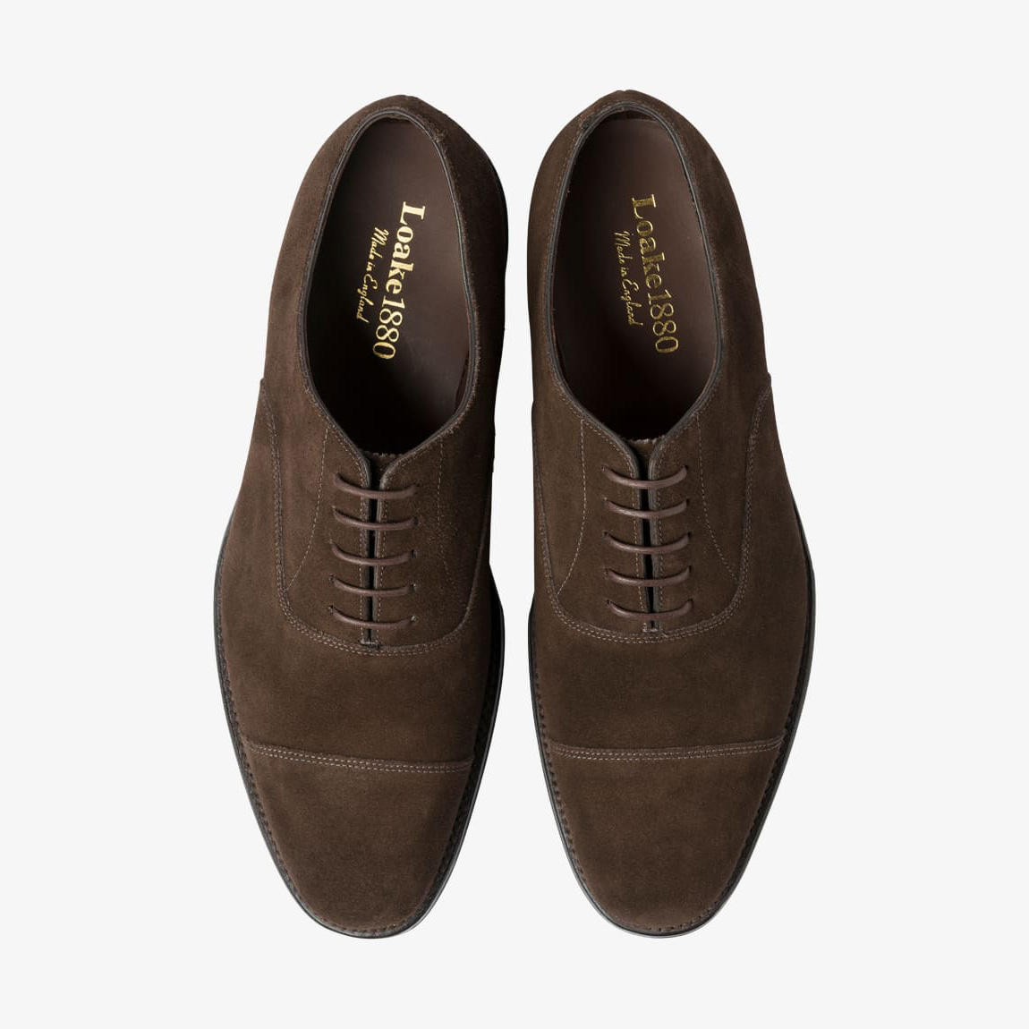 Loake Aldwych Chocolate Brown Suede Oxford Toe Cap