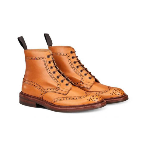 Tricker's Stow Acorn Antique Brown Calf Brogue Boots - Bowhill & Elliott