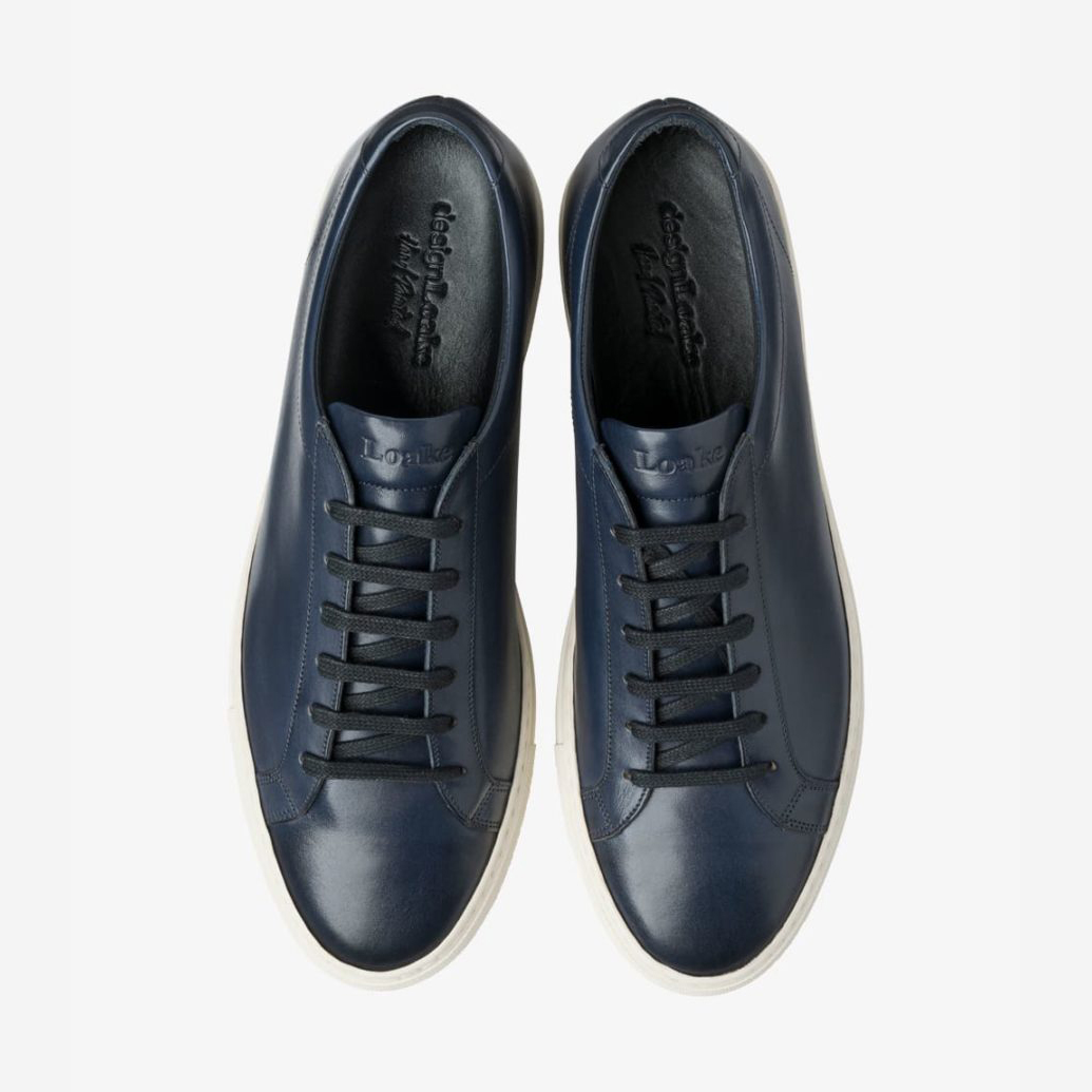 Loake Sprint - Navy Calf Leather Trainers - Bowhill & Elliott