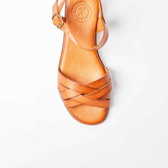 Heeled Shepherdess Leather Sandal - Tan