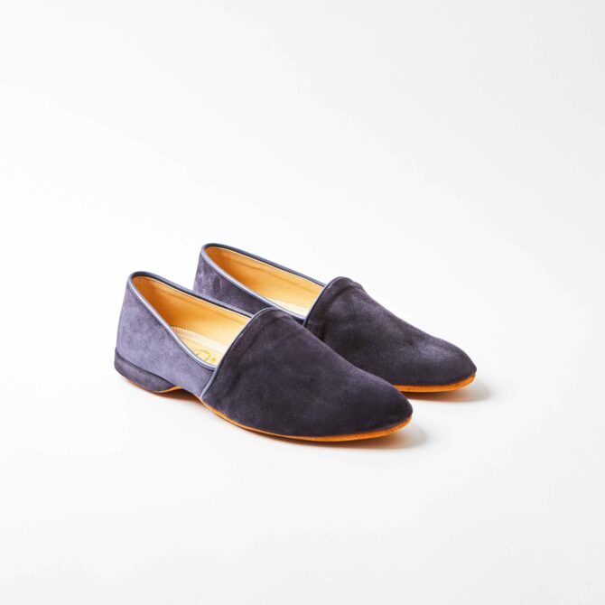 Navy Suede Monk Slippers