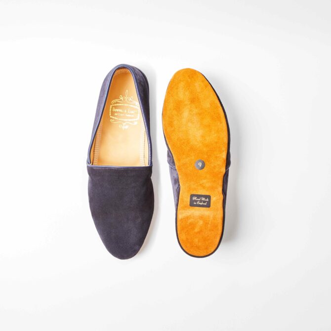 Navy Suede Monk Slippers