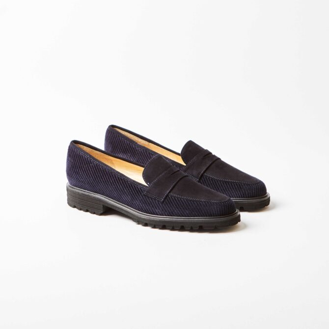 Brunate Forli Navy Cord & Suede Penny Loafer