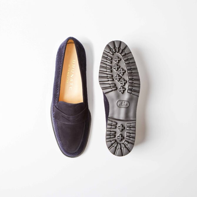 Brunate Forli Navy Cord & Suede Penny Loafer