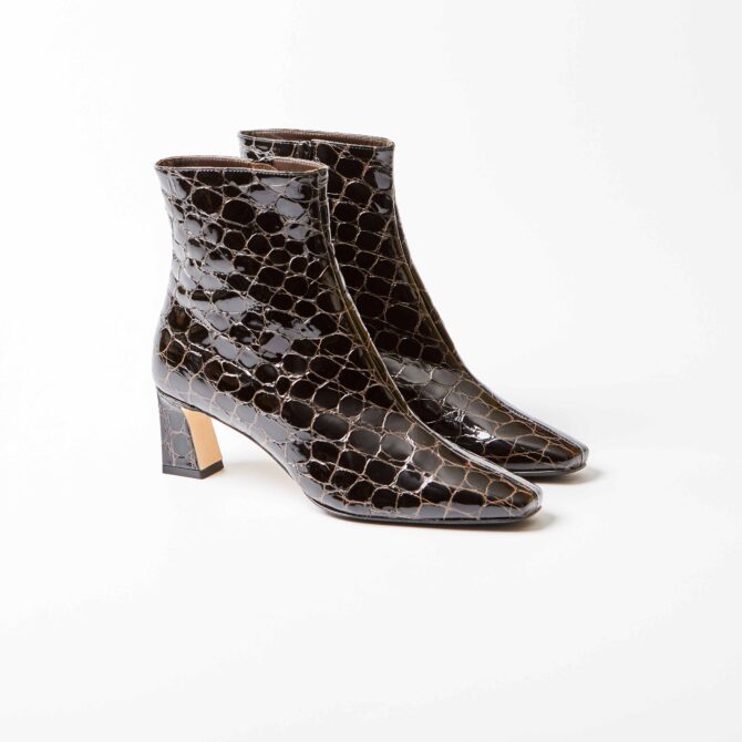 Brunate Volla Dark Brown Moc Croc Ankle Boot